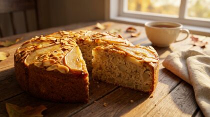 gâteau moelleux aux poires et amandes